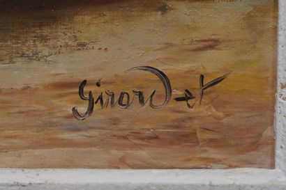 GIRARDET "Panier de pensées", huile sur toile, sbd. 32,5x41 cm