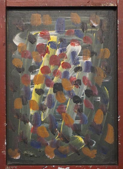 Ervin NEUHAUS (1928-2012) "Abstraction", huile sur panneau. 26x18,5 cm