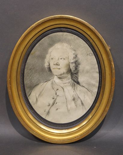 null "Portrait of a man", reproduction in a gilded oval frame. 34,5x29 cm