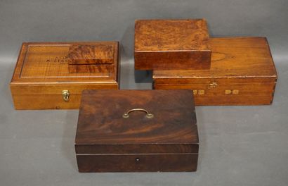 null Set of five wooden boxes, veneer or burr.