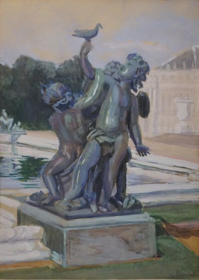 Y. LECONTE "Jardin du Luxembourg", watercolor, sbd. 42x30 cm