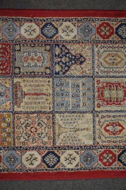 null Mechanical gallery carpet decorated with boxes and red border. 240x68 cm
