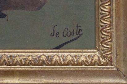 De COSTE Ecole début XIX°: "Incroyable au bicorne", huile sur panneau, sbd. 22x16...