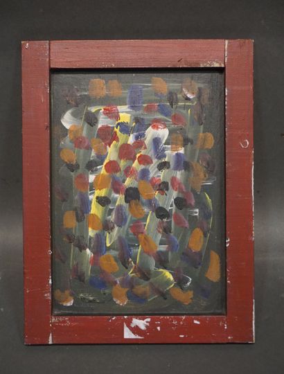 Ervin NEUHAUS (1928-2012) "Abstraction", huile sur panneau. 26x18,5 cm