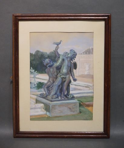 Y. LECONTE "Jardin du Luxembourg", watercolor, sbd. 42x30 cm