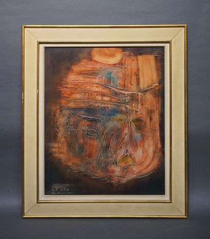 L.D.BJORN (1907-1989) "Abstraction", framed piece on isorel, sbg. 73x60 cm