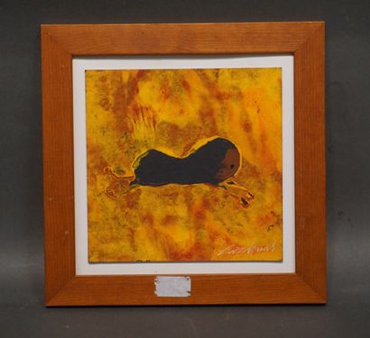 CARDENAS "Under an orange sky", oil, sbd. 20x20 cm