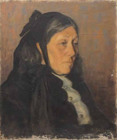 Henry GAULET Early 20th century school: "Portrait of a woman in black", oil on canvas,...