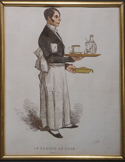 null Estampe: "Le garçon de café, 1862". 28,5x23 cm