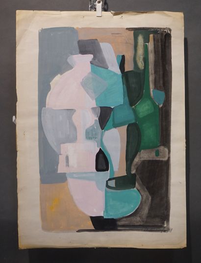 Henri MAUDUIT (1917-2006) "Abstraction", gouache, sbd, daté 1961 (usures). 74x52...
