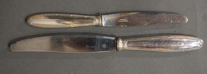 Christofle 11 small knives and 2 large knives in silver plated Christofle.