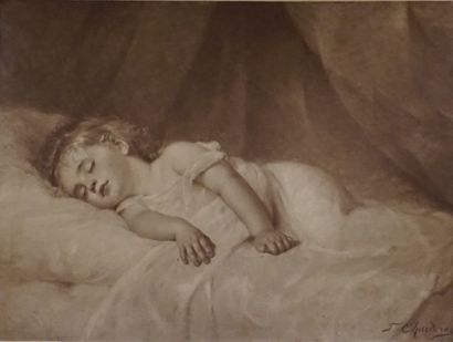 null Impression d'après Charderon: "Enfant endormi". 19,5x26 cm