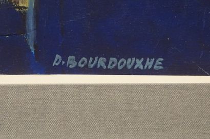Denise BOURDOUXHE (1925) "Fête d'eau", gouache, sbd. 52x72 cm