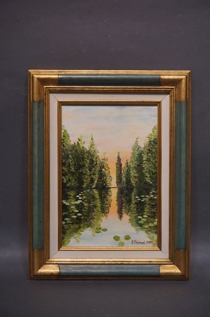 René HEVERAET "Etang", oil on canvas, sbd, dated 2009. 35x24 cm