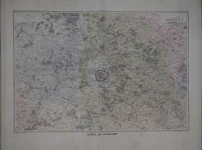 null Plan des environs de Paris (troué, taché). 44x56 cm