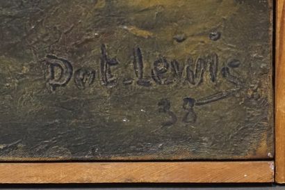 Désiré DOT-LEWIS (XXe) "Panier de pommes", huile sur toile, sbd, daté 1938. 54x65...