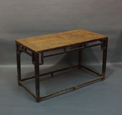 null Grande table de calligraphie, asiatique, en bois naturel (petites usures, plateau...