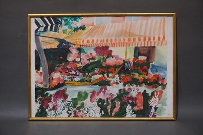 F. BOULIGAUD "Le marché aux fleurs", aquarelle, sbd. 49,5x64,5 cm