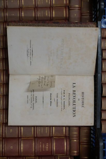 null Deux manettes de livres reliés XIXe: Thiers: "Révolution française", 10 vol....