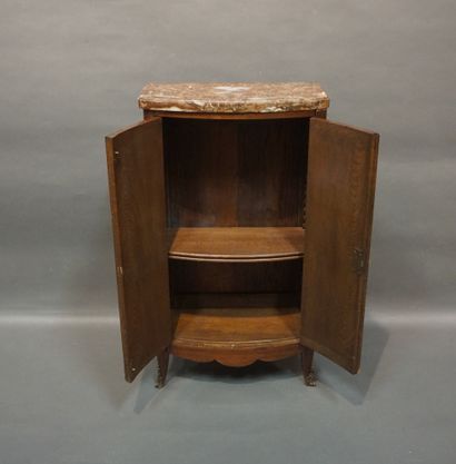 null Petit meuble d'entre-deux à deux portes, en bois naturel et bois de placage,...
