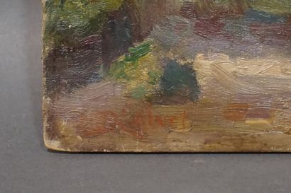 Henri-Bernard CALVET (1868-1950) "Forêt de Fontainebleau", huile sur panneau, sbg....