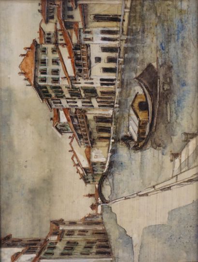 null Miniature peinte: "Gondole à Venise". 8,5x11,5 cm