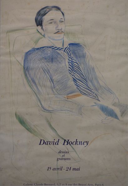null Affiche "David Hockney", de la galerie Claude Bernard, rue des Beaux-Arts Paris...