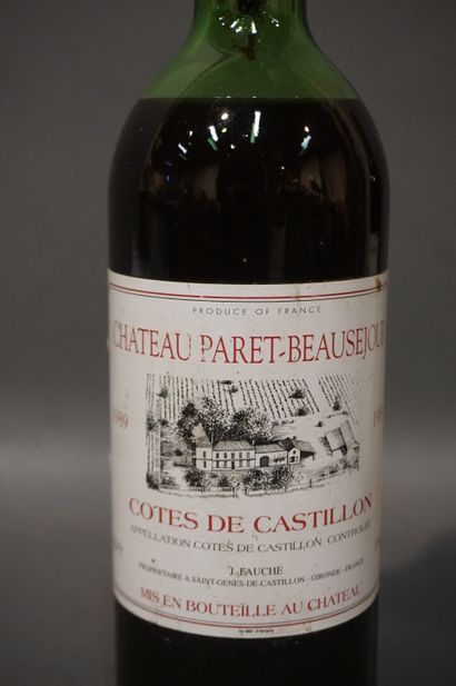 null Deux bouteilles de vin: Château Paret-Beauséjour Côtes de Castillon 1989 (niveau...
