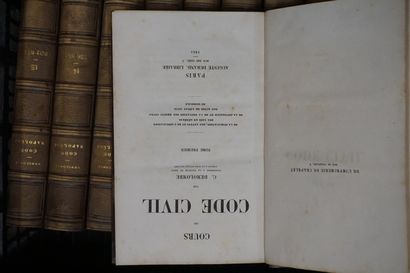 null Deux manettes de livres reliés XIXe: C. Demolombe: "Code Napoléon", 26 vol.,...