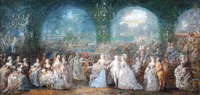 Joseph NAVLET (Châlons sur Marne 1821 - Paris 1889) " Fête à Versailles avec Louis...