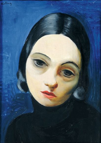 Moïse KISLING (1891-1953) " Portrait de jeune femme rêveuse ", hsp, shg 39 x 27 cm
...