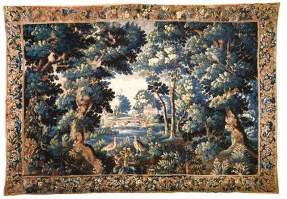 null Importante tapisserie d’Aubusson
fin XVIIe - début XVIIIe,
247 x 335 cm,
restaurations...