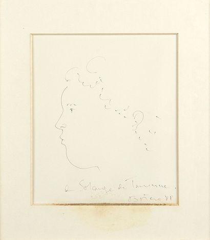 Fernando Botero (né en 1932) 
Profil, 1988
Feutre
Signé, daté et dédicacé «A Solange...