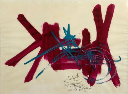 Georges MATHIEU (1921-2012) 
Composition
Peinture sur papier blanc
Signée en bas...