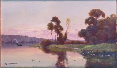 null Jacques-Henri DELPY (1877-1957) : " Bord de rivière ", 
hsp, 20 x 33 cm
