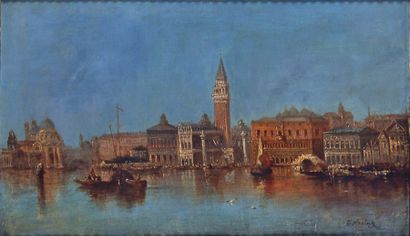null Entourage de Georges Edward HERING : " Venise ", 
hst, 32 x 53 cm
