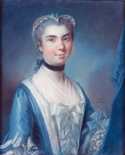 null Louis VIGÉE (1715-1767) : « Portrait
de femme », pastel, 66 x 54 cm
