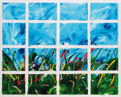 null Mario SCHIFANO (1934-1998) : « Fenêtre sur champ de grain »,
peinture avec émail...
