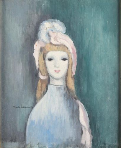 Marie LAURENCIN (1883-1956) «La fillette» circa 1935.
Huile sur toile.
Signée à gauche....