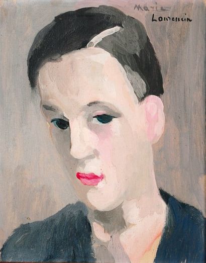 null Marie LAURENCIN (1883-1956) :
« Portrait de Marc Vicart », huile sur bois shd,...
