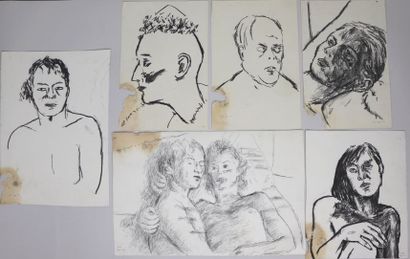 null Calum FRASER (né en 1956).

Sans titre, Portraits - 1991.

Ensemble de six graphites...