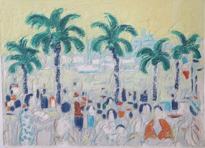 null André COTTAVOZ (1922-2012).

Les palmiers à Cannes.

Carborandum, signé en bas...