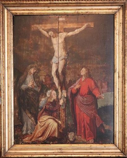 null Ecole française du XVIIème siècle.

La Crucifixion.

Huile sur panneau de bois.

H_66.5...