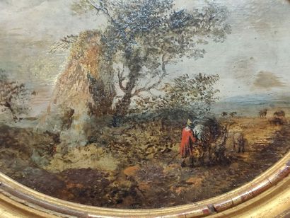 null Ecole française du XVIIIème siècle.

Paysage animé au rocher.

Peinture sur...