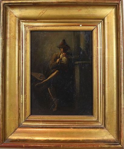 null Ecole française du XIXème siècle.

Portrait d'un napolitain jouant de la flûte.

Huile...