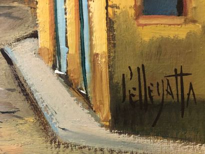 null Omar PELLEGATTA (1925-2000, Brazilian painter).

View of a village in Brazil.

Oil...