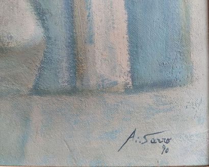 null Adélio SARRO (Adelio SARRO SOBRINHO, né en 1950, peintre brésilien).

Sol Azul.

Huile...