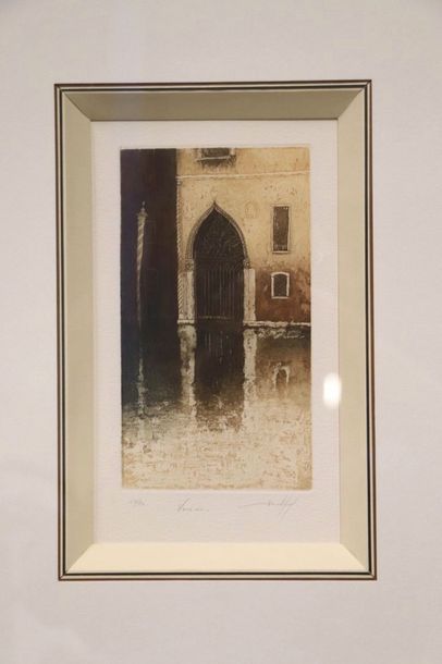 null Italian school of the 20th century.

Venice.

Two colour prints, signed and...