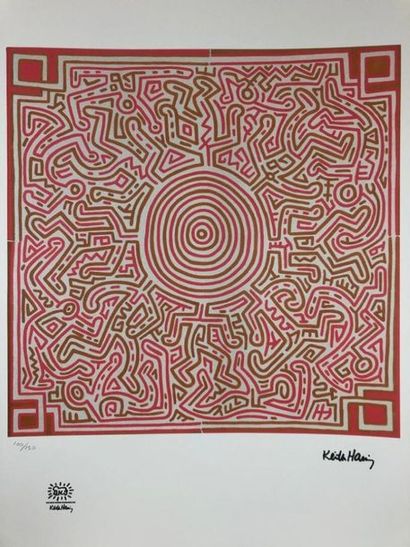 null Keith HARING (1958-1990), d'après.

Labyrinthe humain.

Sérigraphie sur vélin,...