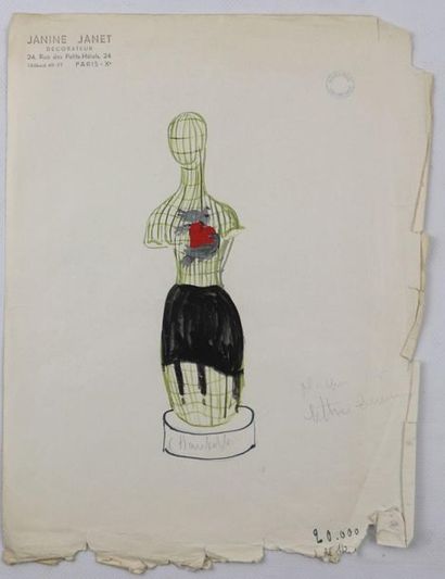 null Janine JANET (1913-2000) pour CHANTELLE. 

Ensemble de cinq dessins, tels que...